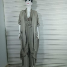 Bohem Stil Italyan Ipek Detaylı Oversize Kap Bluz- Wes Pantolon Takım