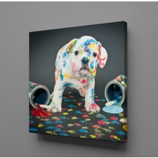 Technopa BOYA SIÇRAMIŞ BEYAZ KÖPEK KANVAS TABLO - 120x120cm