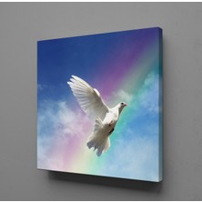 Technopa BEYAZ GÜVERCİN VE GÖKKUŞAĞI KANVAS TABLO - 160x160cm