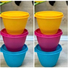 EKS Ticaret Tupperware Renkli Kaplar 6'lı Buzdolabı Saklama Kabı 400 ml
