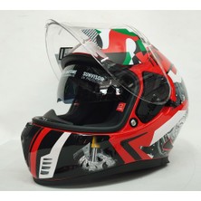 Shiro Kask Shiro Shadow Road Rider Black Red Güneş Vizörlü - Iridyum Vizör Hediye