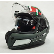 Shiro Kask Shiro Shadow Titan Mecha Mat Grey Güneş Vizörlü - Iridyum Vizör Hediye
