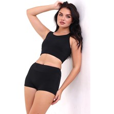 Hazelin Kadın Siyah Şortlu Büstiyerli Yüzücü Bikini Takım HZL23S-AR17541