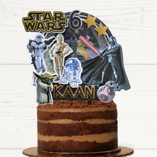 Cake Topper 3D Pasta Süsü - Star Wars Temalı - Erkek Çocuk Yetişkin Doğum Günü Pasta Parti Süsü - Cake Topper (19X18CM)