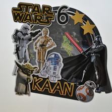 Cake Topper 3D Pasta Süsü - Star Wars Temalı - Erkek Çocuk Yetişkin Doğum Günü Pasta Parti Süsü - Cake Topper (19X18CM)