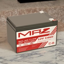 Maz Akü 12 Volt 14 Amper (Ah) Solar Jel VRLA Akü (Yeni Üretim)