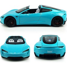 Tesla Roadster 1:24 Birebir Işıklı Maket Bebe Mavisi