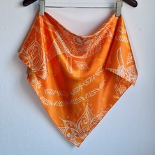 Pozitif Marka Meditasyon Koleksiyonu Fil Desenli Turuncu Bandana Fular
