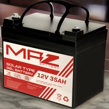 Maz Akü 12 Volt 35 Amper (Ah) Solar Jel VRLA Akü (Yeni Üretim)