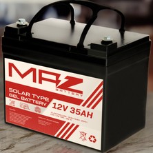 Maz Akü 12 Volt 35 Amper (Ah) Solar Jel VRLA Akü (Yeni Üretim)
