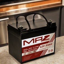 Maz Akü 12 Volt 33 Amper (Ah) Solar Jel VRLA Akü (Yeni Üretim)