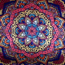 Pozitif Marka Meditasyon Koleksiyonu Çok Renkli Çiçek Mandala Bandana Fular