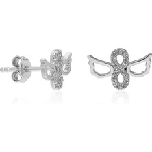 Mona Roza Gümüş 925 Ayar Gümüş Kanatlı Sonsuzluk Küpe