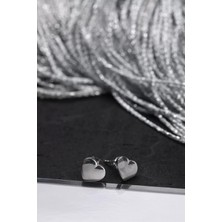 Mona Roza Gümüş 925 Ayar Gümüş Mini Kalp Küpe