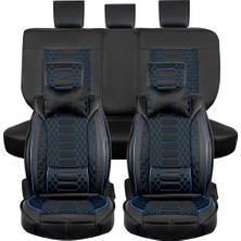 Kepmorpho 
nissan Note Yeni Lüx Deri Oto Koltuk Kılıfı Ön Arka Takım (Royal) Siyah Mavi