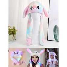 Piraye Gift Işıklı Oynar Kulaklı Peluş Kawaii Figürlü Şapka Rainbow Rengarenk