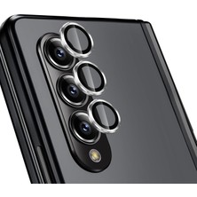 Samsung Galaxy Z Fold 5 / 4 Uyumlu Metal Temperli Cam Lens Koruyucu Gümüş