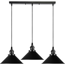 Riolight  Vintage,retro,rustik, Masa Üstü Siyah 3XE27 Duylu Metal Sarkıt Avize UZUNLUK:60CM