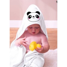 Canestar %100 Pamuk Bebek Havlu Kundak  - Bebek Banyo Havlusu 75X75CM Panda Desenli