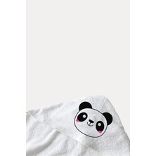 Canestar %100 Pamuk Bebek Havlu Kundak  - Bebek Banyo Havlusu 75X75CM Panda Desenli