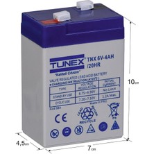 Tunex 6V 4A 0,67 kg Kuru Bakımsız Akü (70*48*100*106 Mm) TNX-6V4A