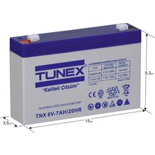 Tunex 6V 12A 1,63 kg Kuru Bakımsız Akü (151*50*94*100 Mm) TNX-6V12A