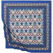 Bursa İpek Saks Çini Lale Desen Ipeksi Eşarp