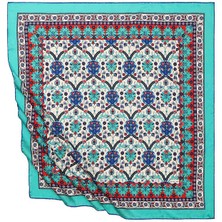 Bursa İpek Mint Çini Lale Desen Ipeksi Eşarp
