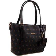 Armine Siyah Baskılı Kadın Geniş Kol Çantası