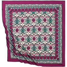 Bursa İpek Mürdüm Çini Lale Desen Ipeksi Eşarp