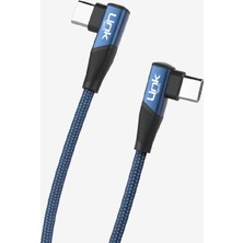 LİNK K595 Örgülü Dirsekli Metal Başlı 150CM Type-C - Type-C 3A 60W Şarj Kablosu