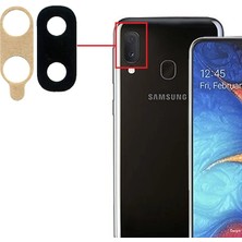 Fodos Samsung Galaxy A20 Kamera Lensi Cam - Kamera Camı - Yapışkanlı SM-A205F Uyumlu
