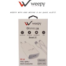 Weepy WPY-080 Akım Korumalı Hızlı Şarj Adaptörü 2.6 A 22 W Micro USB