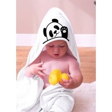 Bebek Banyo Havlusu %100 Pamuklu - Özel Tasarım Pandalı Bebek Havlu Kundak 75X75CM