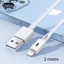 Apera BN96 iPhone Uyumlu 2 Metre Lightning Kablo 120W Süper Hızlı 6 Amper Ultra Kalın Şarj Data Kablosu