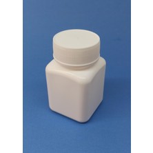 Demet Home 50 ml Şişe Kare Numune - İlaç - Tarım - Ecza - Tablet - Hap - Kapsül Plastik Kutu Şişesi