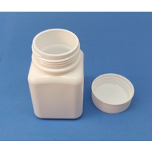 Demet Home 50 ml Şişe Kare Numune - İlaç - Tarım - Ecza - Tablet - Hap - Kapsül Plastik Kutu Şişesi