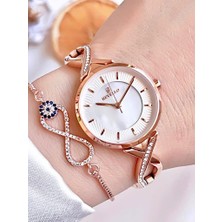 Revello BLKT.2.617 Revello Elite Model Bronz/rose Özel Renk 30 mt Su Geçirmez+Bileklik Lady Wristwatch