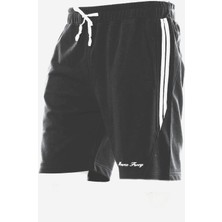 Marco Ferry Antrasit Erkek Yanları Şeritli Beli Lastikli Cepli Büyük Beden Pamuklu Şort EDY18204B