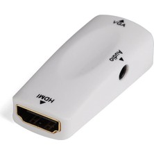 Koodmax HDMI To VGA Çevirici Kablo 1080P HDMI Dişi - VGA Dişi Ses Destekli Dönüştürücü - Beyaz