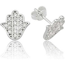 Aya Diamond Gümüş Fatma Ana Eli Çivili Küpe