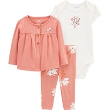 Carter's Kız Bebek 3'lü Hırkalı Set Pembe