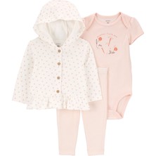 Carter's Kız Bebek 3'lü Hırkalı Set Pembe Özel Günler İçin Rahat ve Şık Tasarım
