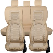 Fresh Start honda Integra Uyumlu Lüx Deri Oto Koltuk Kılıfı Ön Arka Takım Royal Serisi Bej