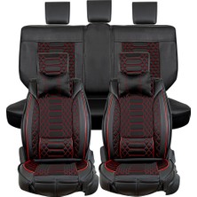 Fresh Start fiat Tipo Uyumlu Lüx Deri Oto Koltuk Kılıfı Ön Arka Takım Royal Serisi Siyah Kırmızı