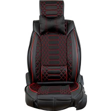 Fresh Start Seat Arona Uyumlu Lüx Deri Oto Koltuk Kılıfı Ön Arka Takım Royal Serisi Siyah Kırmızı