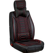 Fresh Start Seat Arona Uyumlu Lüx Deri Oto Koltuk Kılıfı Ön Arka Takım Royal Serisi Siyah Kırmızı