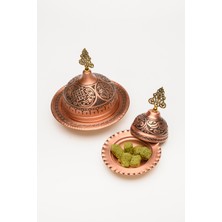 Dmt Copper Home Bakır El İşlemesi Özel Kahve Yanı Sunumluk Lokumluk-Çerezlik 2'li 14 cm + 12 cm