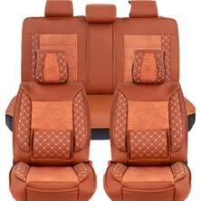 Fresh Start renault Clio 4 Uyumlu Lüx Deri Oto Koltuk Kılıfı Ön Arka Takım Jüpiter Serisi Tarçın