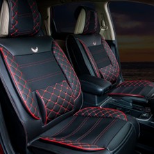 Fresh Start renault Clio 2 Sedan Uyumlu Lüx Deri Oto Koltuk Kılıfı Ön Arka Takım Jüpiter Serisi Siyah Kırmızı